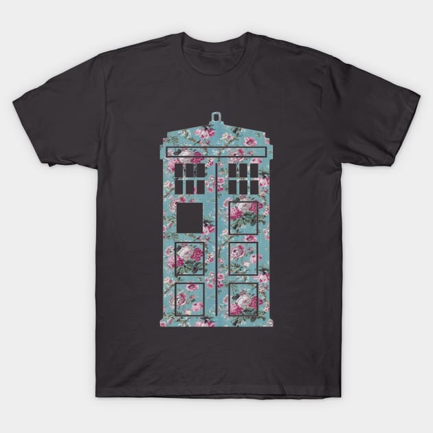 Floral Police Box T-Shirt by fashionsforfans